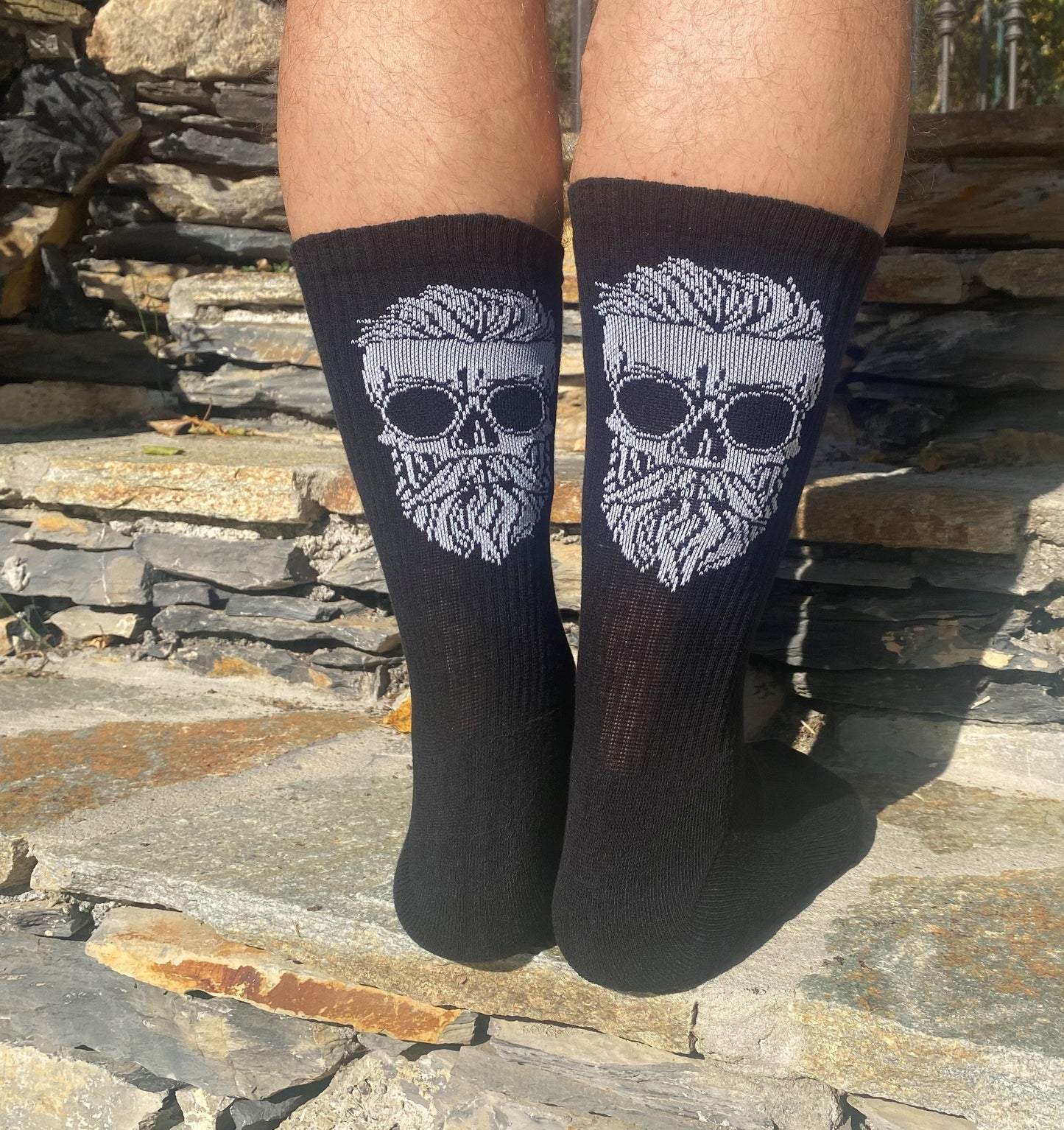 Hipster Skull Upcycled Crew
