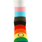Unisex adults Progress Pride Socks. These Progressive Striped Flag socks have been created with love to support your feet and your “sole”. To assist your true authentic self when you’re walking with purpose, pride, and style. Our range of Genderqueer Pride Socks aim to make the world a brighter and more loving place. 