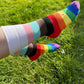 Unisex adults Progress Pride Socks. These Progressive Striped Flag socks have been created with love to support your feet and your “sole”. To assist your true authentic self when you’re walking with purpose, pride, and style. Our range of Genderqueer Pride Socks aim to make the world a brighter and more loving place. 