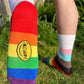 Unisex adults Progress Pride Socks. These Progressive Striped Flag socks have been created with love to support your feet and your “sole”. To assist your true authentic self when you’re walking with purpose, pride, and style. Our range of Genderqueer Pride Socks aim to make the world a brighter and more loving place. 