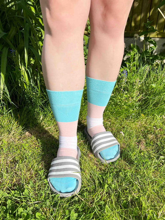 These Transgender Striped LGBTQ+ socks have been created with love to support your feet and your “sole”. To assist your true authentic self when you’re walking with purpose, pride, and style. Another step closer to an all-inclusive world we want to live in.
