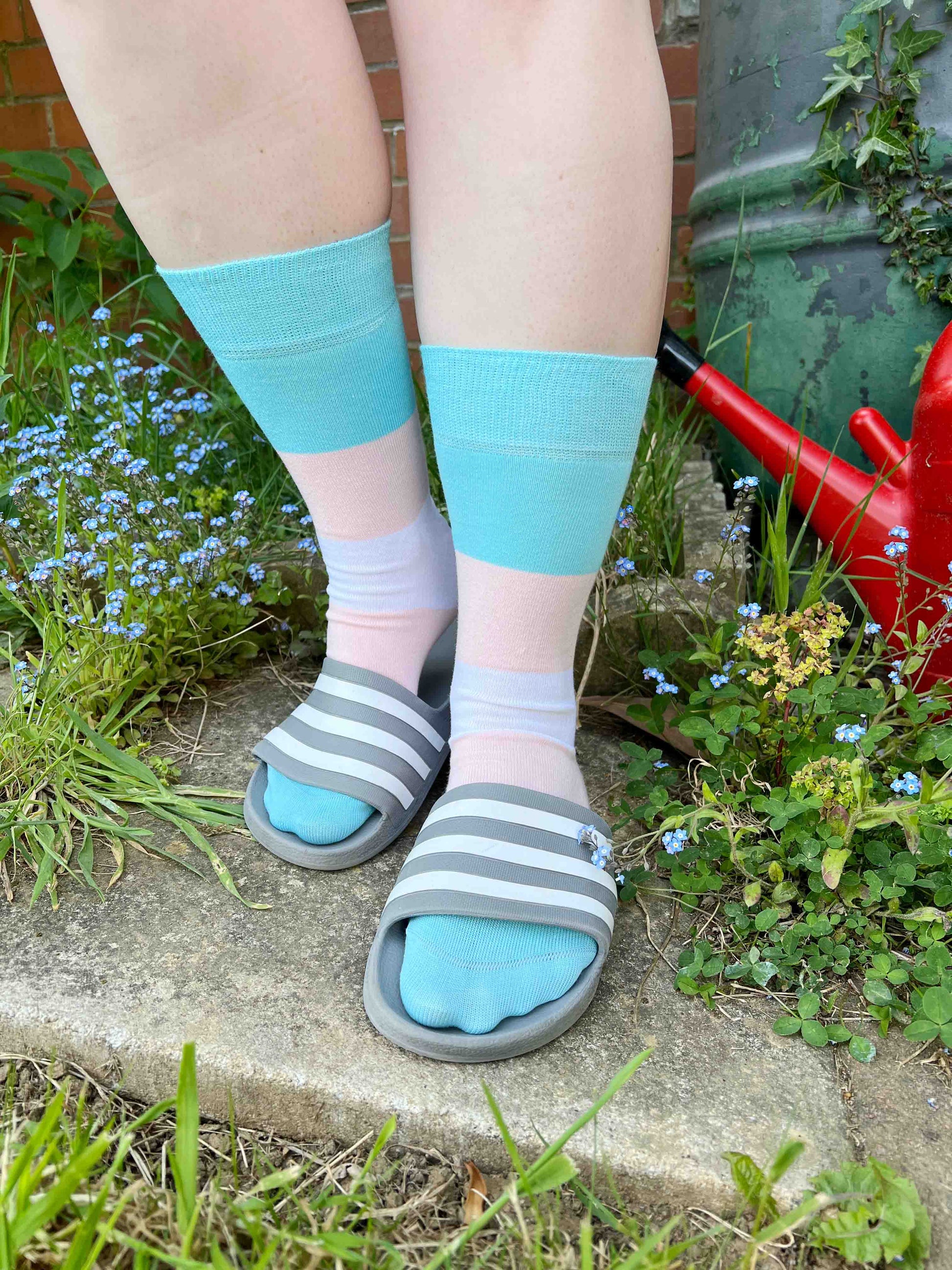 These Transgender Striped LGBTQ+ socks have been created with love to support your feet and your “sole”. To assist your true authentic self when you’re walking with purpose, pride, and style. Another step closer to an all-inclusive world we want to live in.
