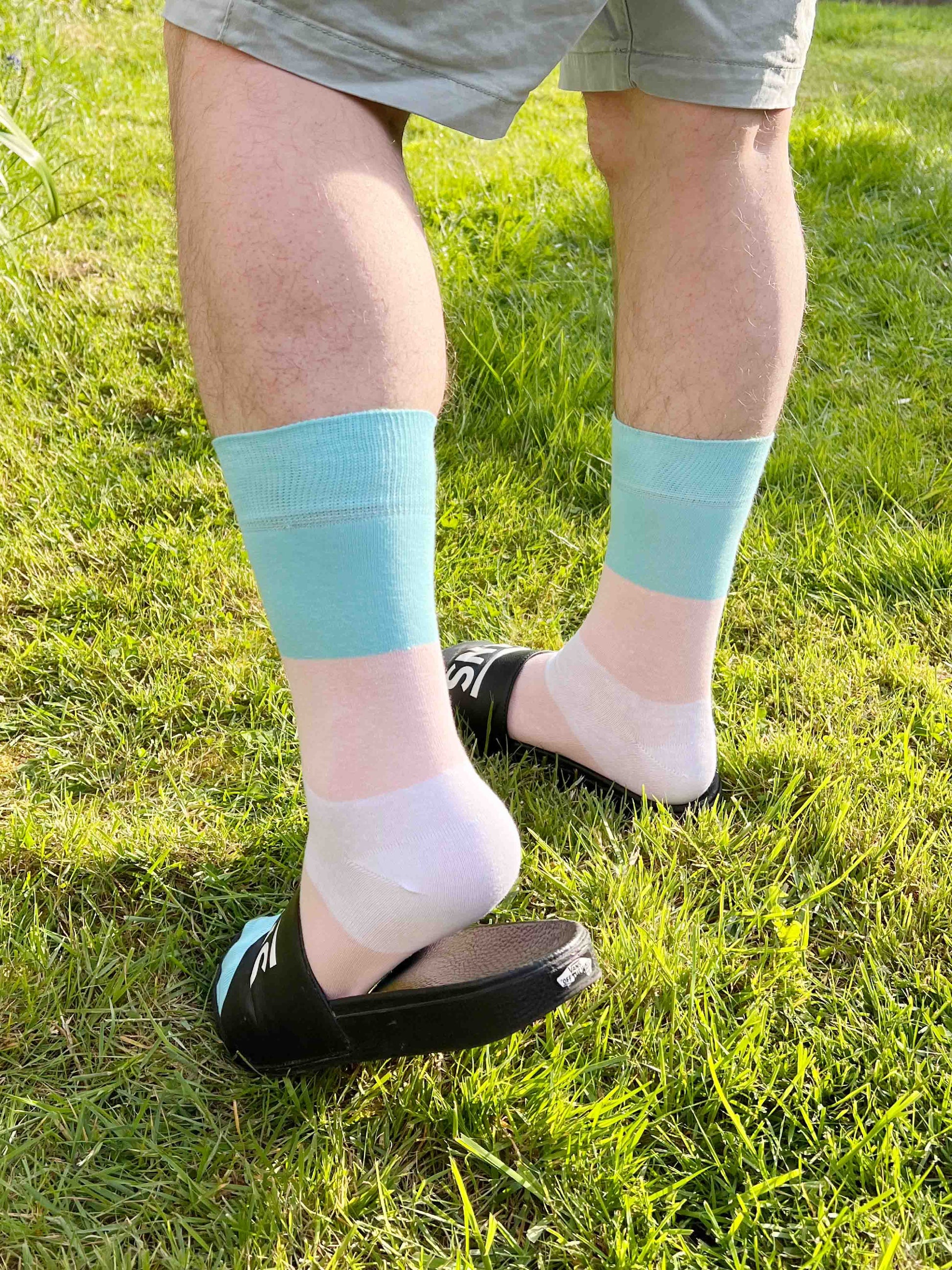 These Transgender Striped LGBTQ+ socks have been created with love to support your feet and your “sole”. To assist your true authentic self when you’re walking with purpose, pride, and style. Another step closer to an all-inclusive world we want to live in.
